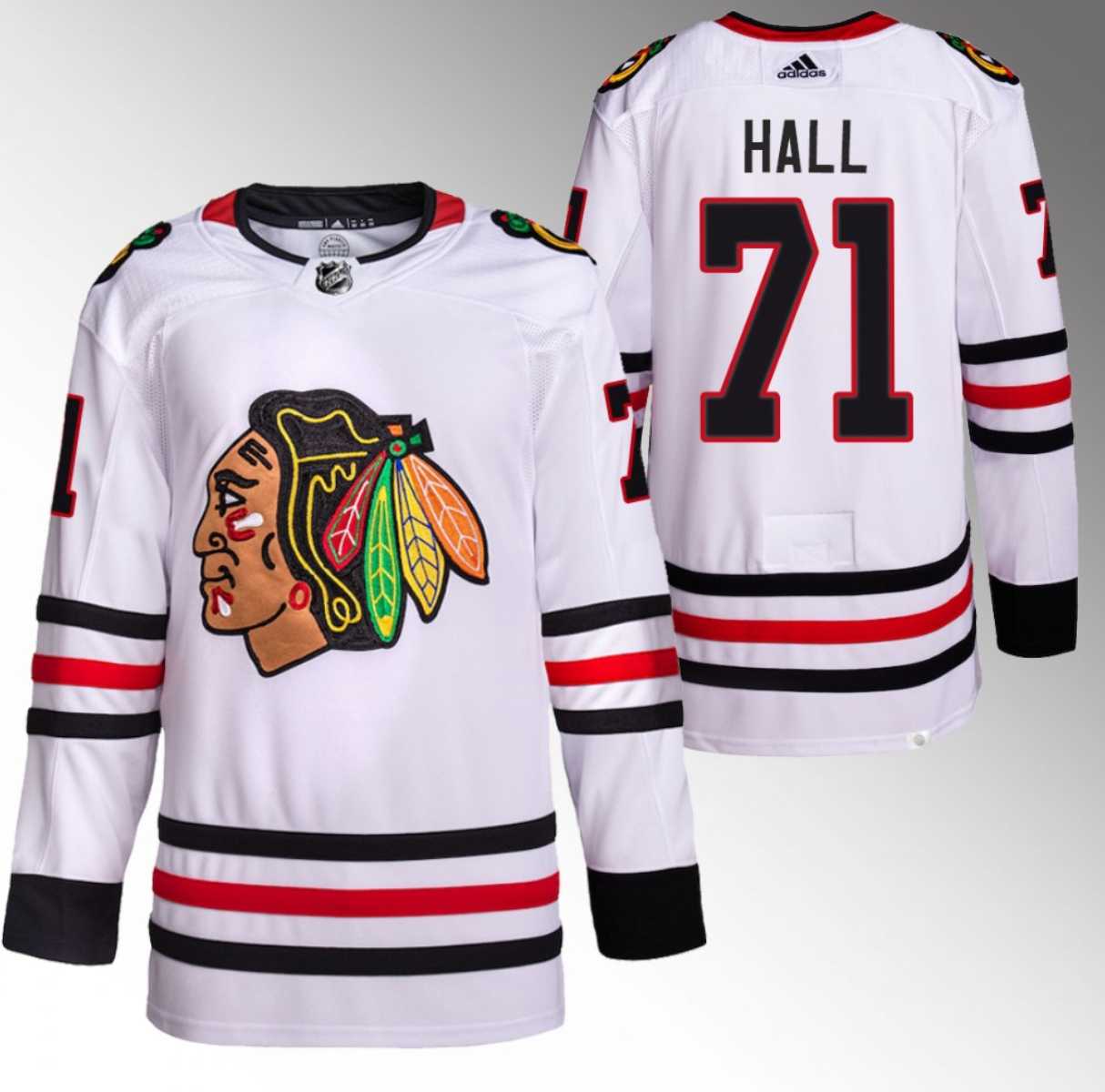 Men%27s Chicago Blackhawks #71 Taylor Hall White Stitched Hockey Jersey